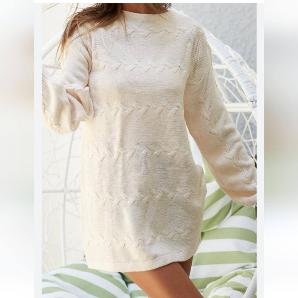 Bibi cream knit tunic Sweater size XL